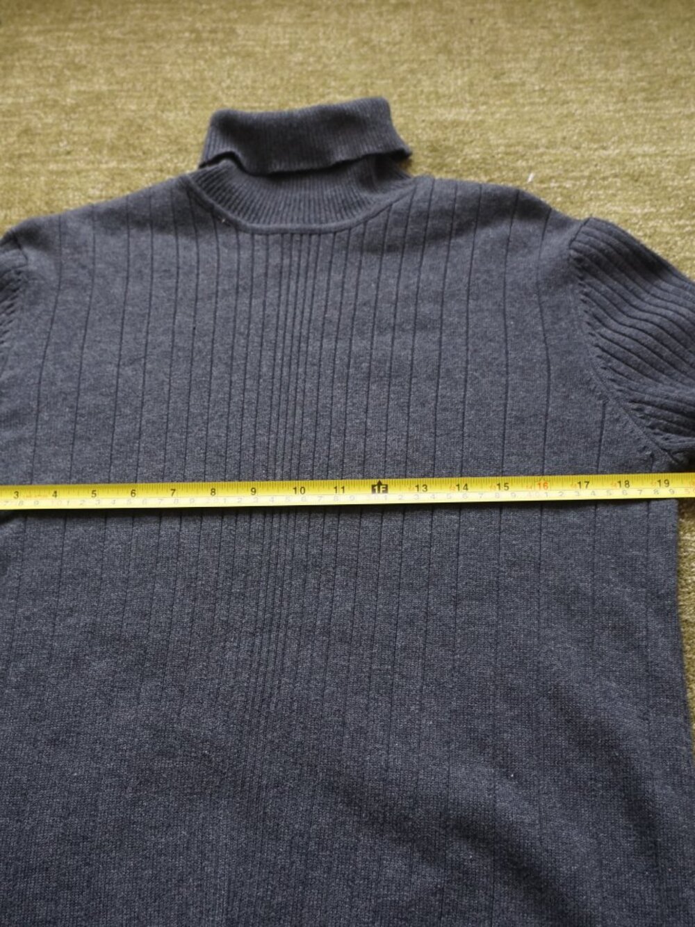 Vintage Calvin Klein Dark Gray 100% Cotton Turtleneck Sweater L - Picture 5 of 8